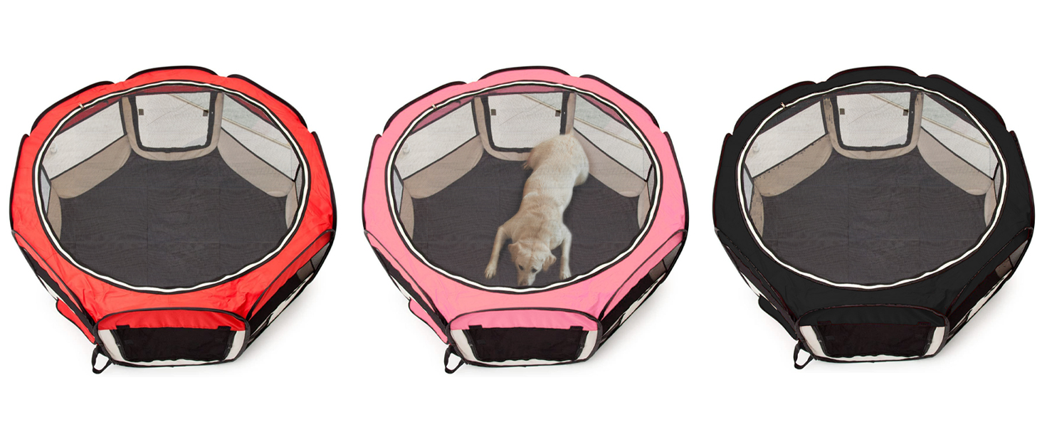 All Pets United Playpen - Large Pet Enclosure for Dogs, Cats, Rabbits & Small Animals - Indoor/Outdoor Use (Black & Beige)