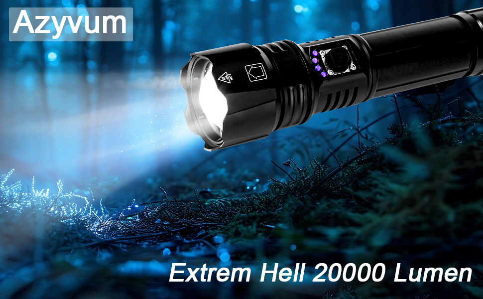 LED ліхтарик на акумуляторі, надзвичайно яскравий 1200000 люмен, з функцією зуму, тактичний, з 5 режимами, водонепроникний IP67, для кемпінгу, риболовлі, туризму, активного відпочинку та надзвичайних ситуацій (P70-kit)