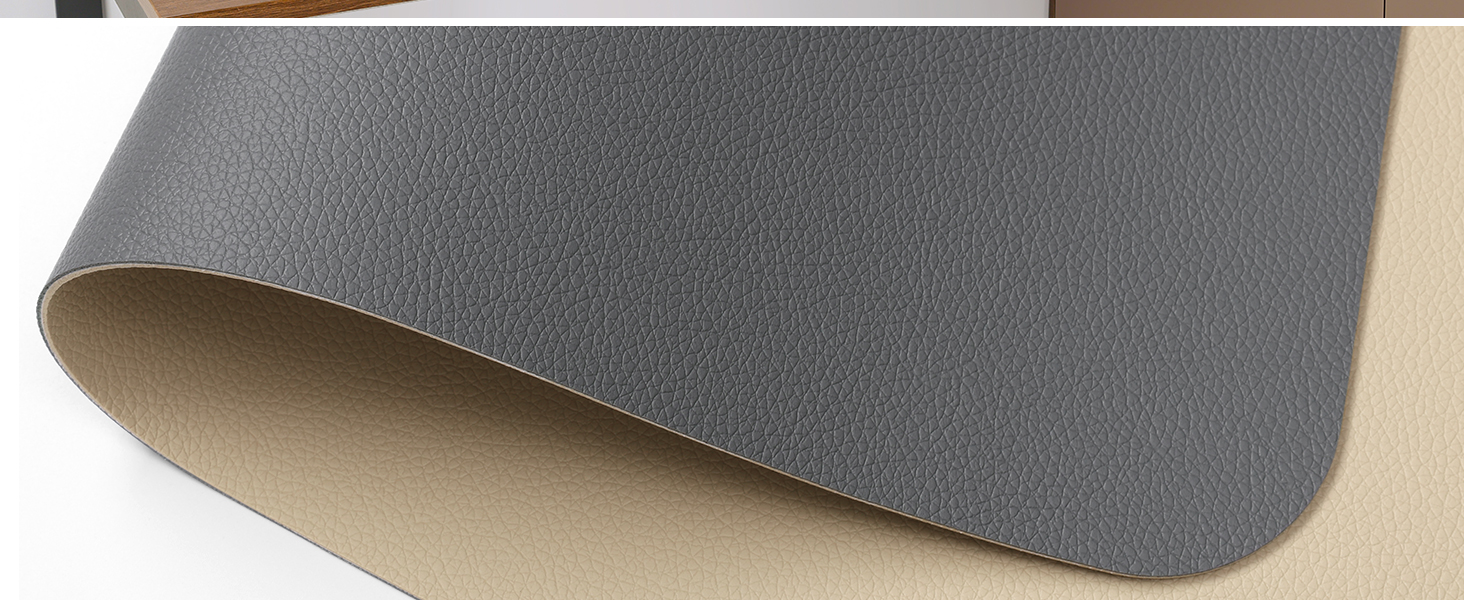Килимок на стіл двосторонній протиковзкий, 40 x 80 см / 90 x 43 см. Килимок для ноутбука, мишки, офісу, з штучної шкіри. Сірий, салатовий