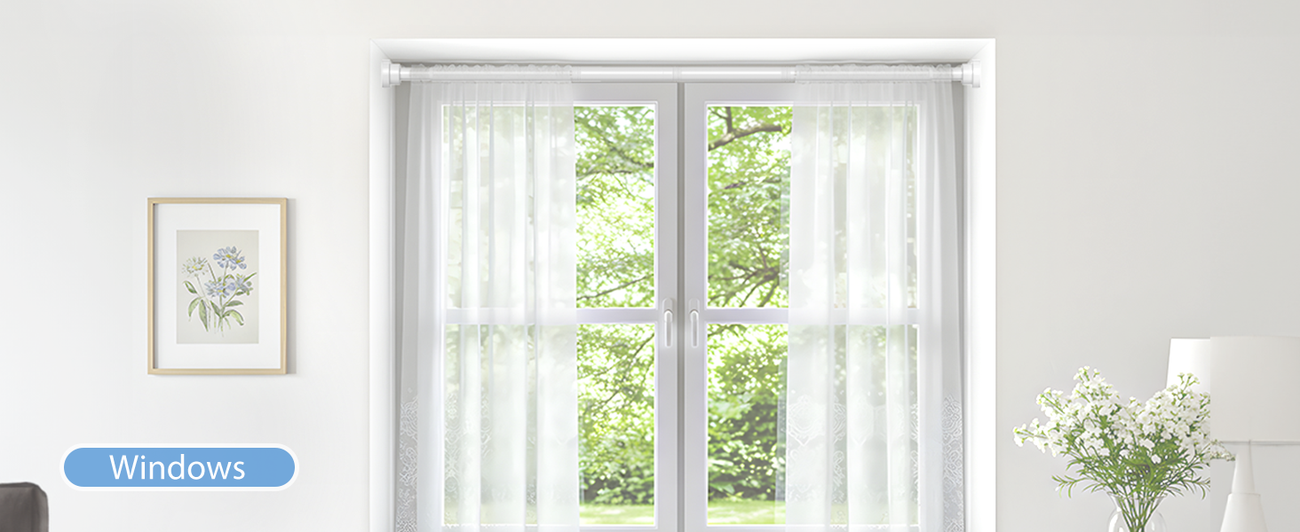 Телескопічна штанга для карнизів та душової кабіни без свердління, 79-195 см (біла)