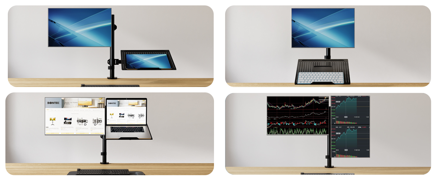Тримач для монітора BONTEC з кріпленням для ноутбука, 13-32 дюйми, VESA 75x75-100x100mm