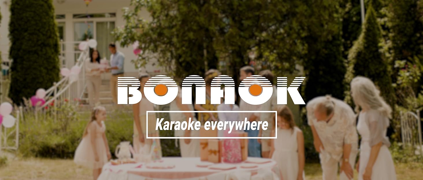 Мікрофон караоке BONAOK T03 з Bluetooth, 2 мікрофони, світлові ефекти, 15 Вт, чорний
