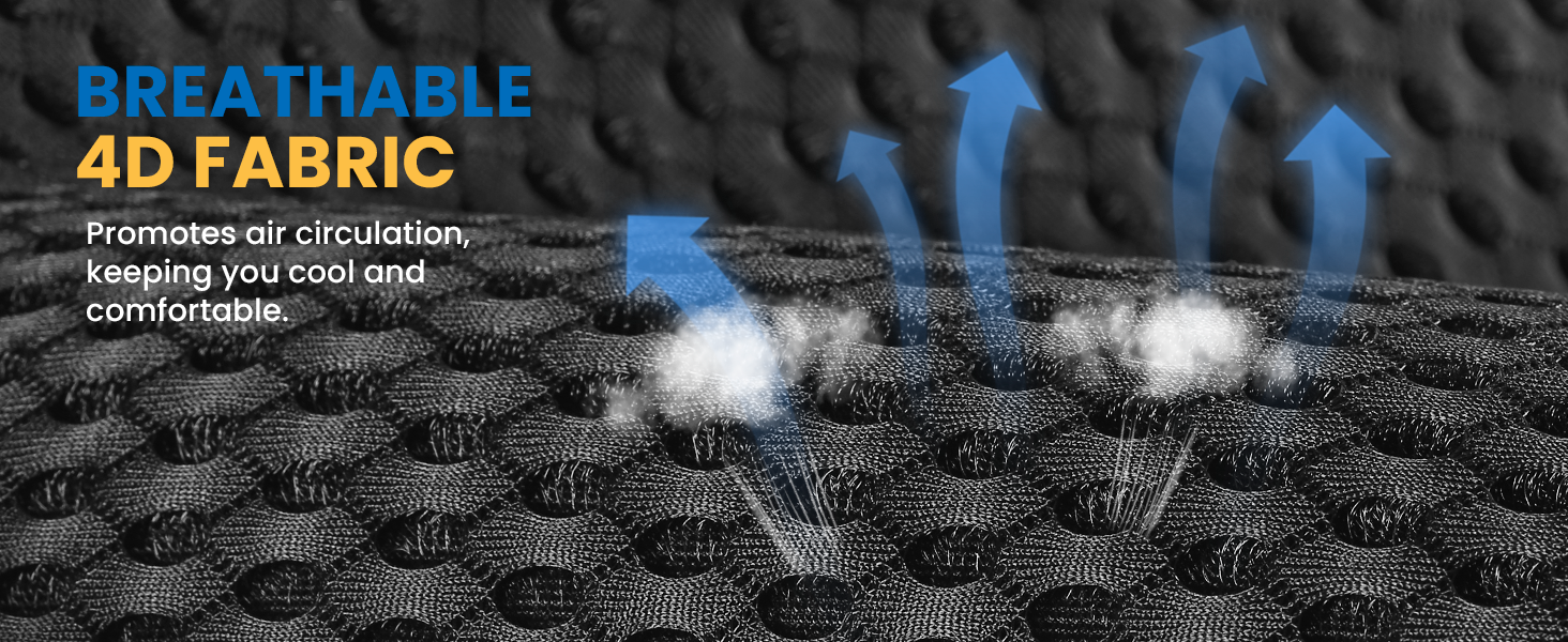Підвалинник для спини Qutool з піною Memory Foam, для офісного/ігрового крісла, підтримка попереку, регульовані ремені, сітчаста обкладинка (Чорний)