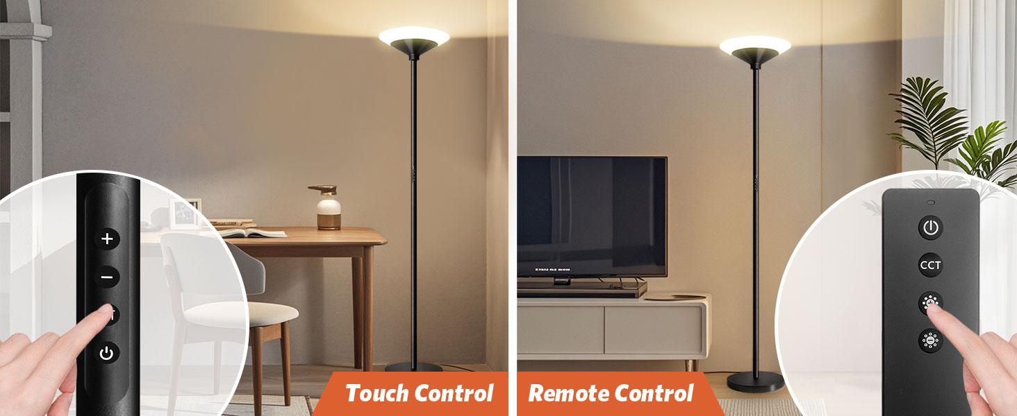 LED торшер BBHome для вітальні з регулюванням яскравості, з лампою для читання 6W, 27W, 3000K-6500K, з пультом та сенсором, колір сріблястий