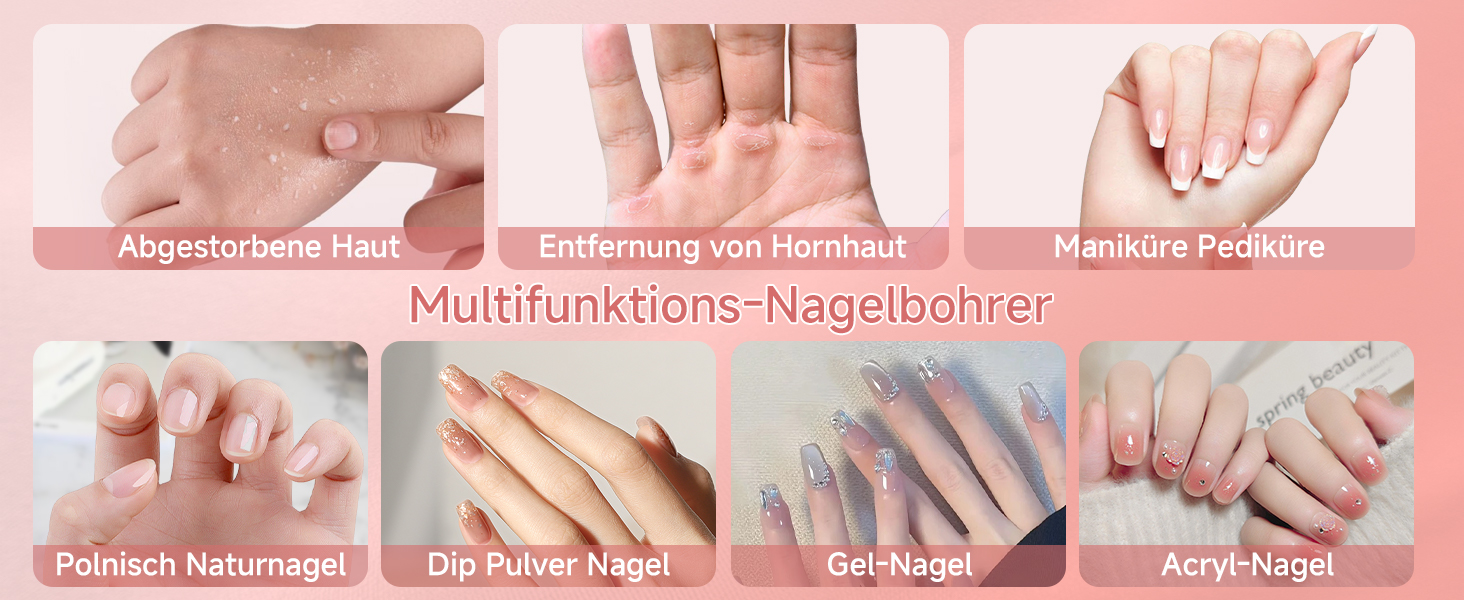 Електрична фрезер для нігтів 12 в 1 - Набір для манікюру з 5 швидкостями, 20000 об/хв, для гелю, акрилу та натуральних нігтів (білий)