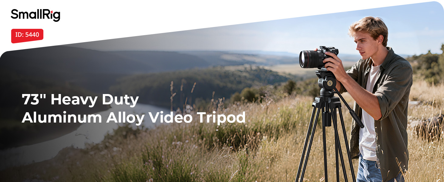 SMALLRIG Статив відеозйомки 73'' з алюмінієвого сплаву, 8кг, QR Plate Manfrotto 501PL, 186см