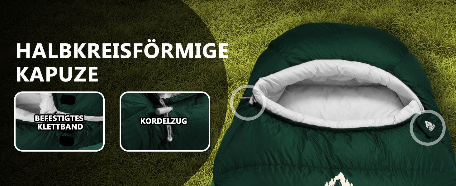 Пуховий спальний мішок для дорослих, преміум-якість 680FP, зимовий для кемпінгу та подорожей, з компресійним мішком. -10°C, сірий (-4°C, зелений)