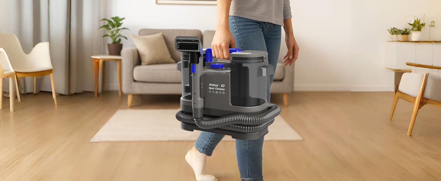Пылесос для мытья и чистки мебели Akitas X7 600W, 2 бака, самоочистка, для удаления пятен от животных, компактный и портативный