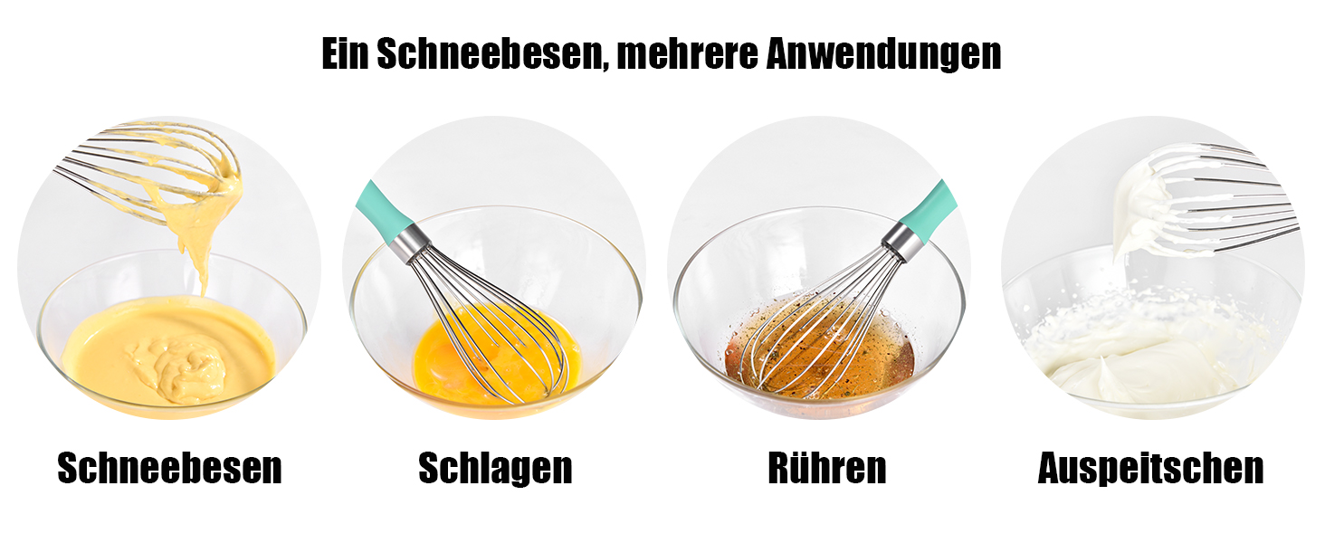 Міксер ручний Doosu 28 см з нержавіючої сталі, 8 гнучких дротів для збивання та змішування (Aqua Sky, S-23cm)