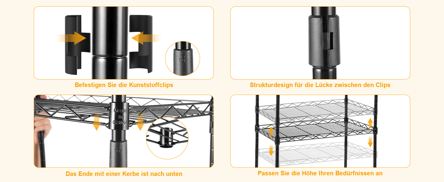 Himimi Regal - 6-Tier Wire Shelving Unit - 54x29x160cm
