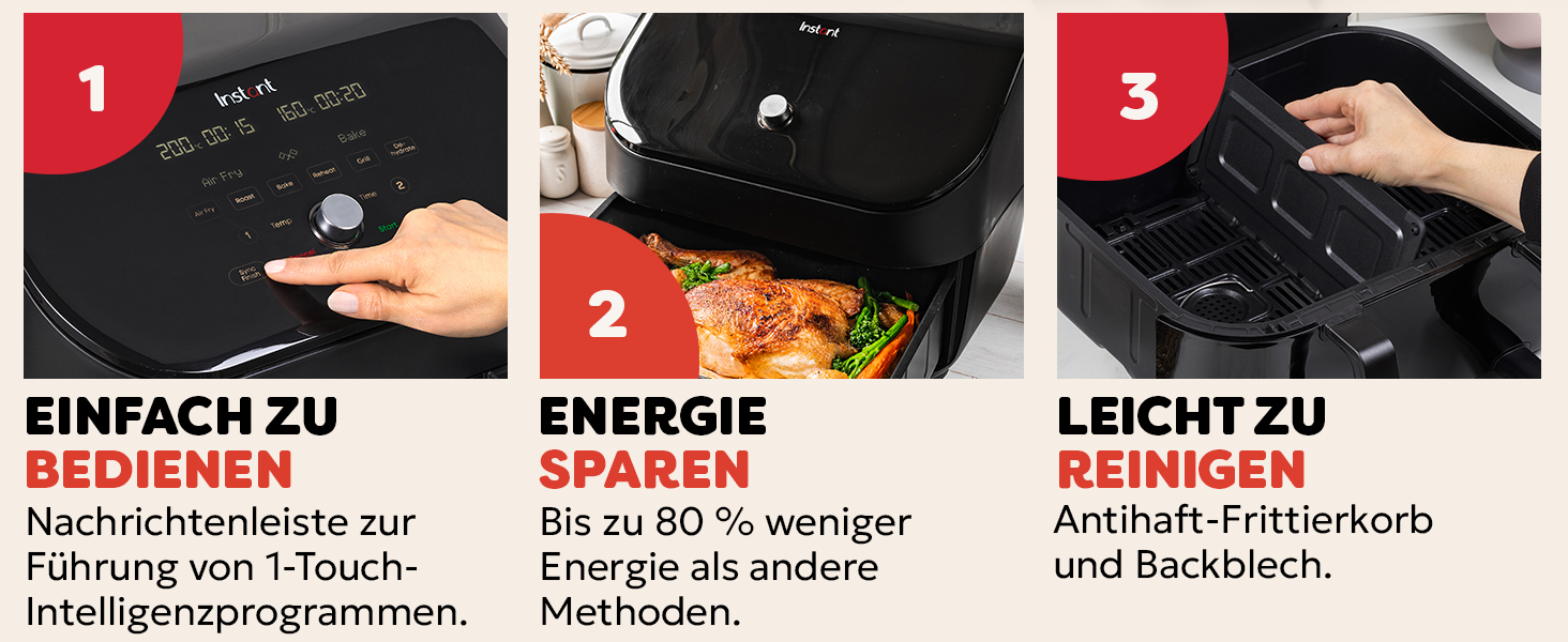 Фритюрниця електрична Instant VersaZone XXL 8.5л з двома камерами - аерофритюрниця, духовка, гриль, сушка, розігрів (чорна)
