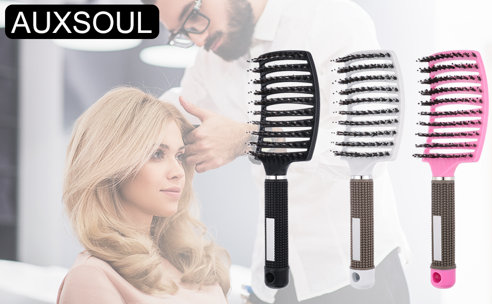 Набір гребінців для волосся AUXSOUL: 3 шт. з щетиною дикого кабана, для розплутування та укладання