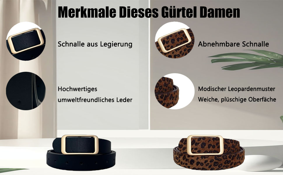 Жіночий шкіряний ремінь для джинсів, спідниць та суконь, чорний та з леопардовим принтом, змінна золота пряжка 3 см, розмір M (110 см), талія 86-96 см