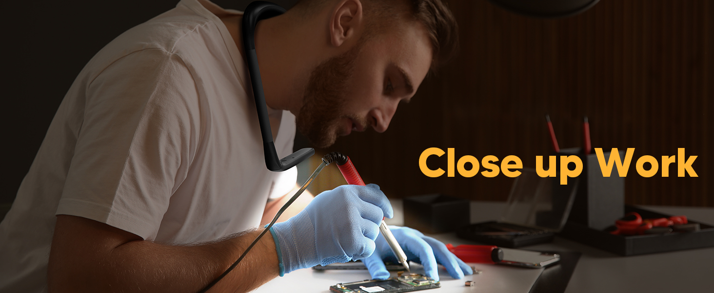 LED лампа на шию для читання та рукоділля Buch - 3 кольори, чорна