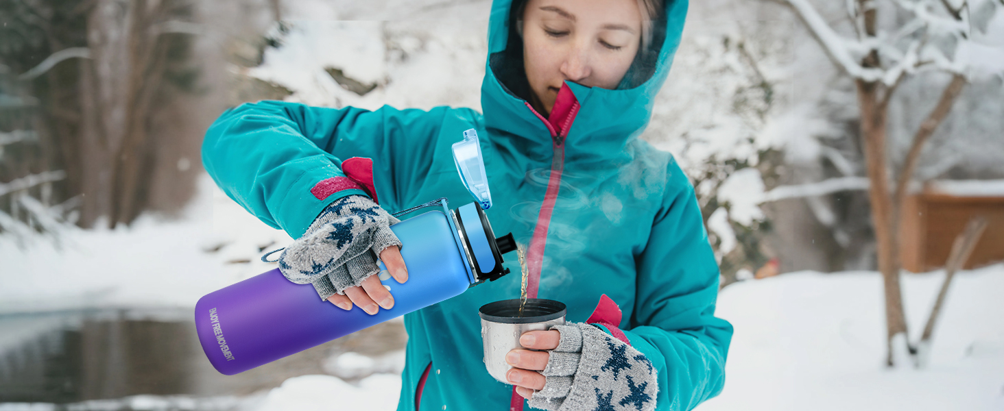 Термопляшка Vikaster 500 мл, нержавіюча сталь, без BPA, для спорту, подорожей та фітнесу (чорний & винно-червоний)