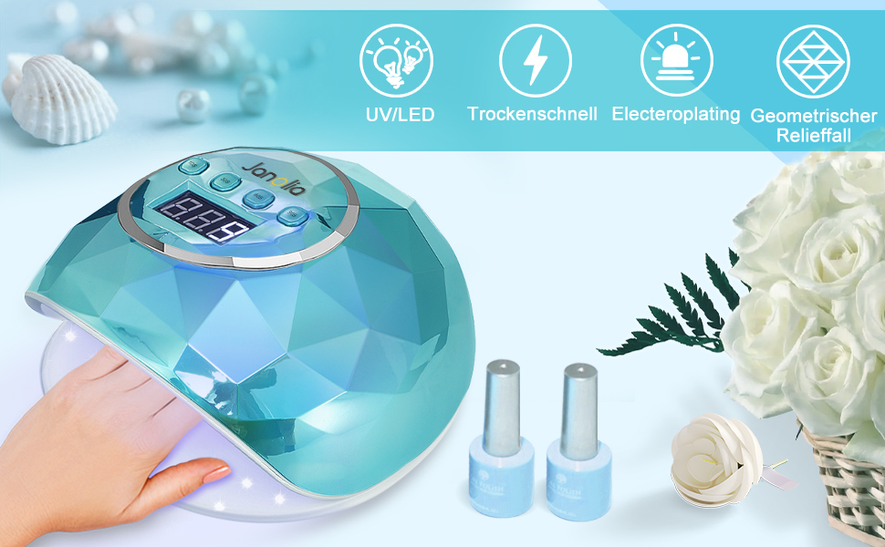 Лампа для манікюру Janolia 86W UV LED з сенсором та LCD дисплеєм для гель-лаку, підходить для нігтів рук та ніг