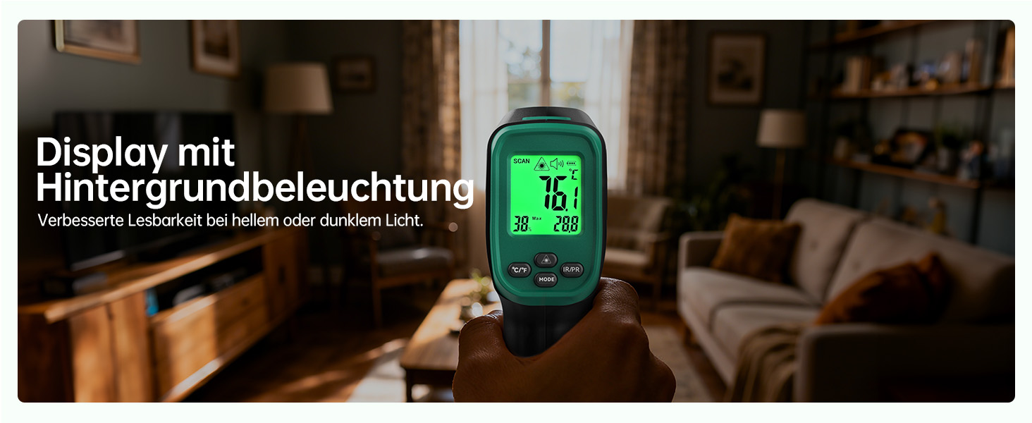 Інфрачервоний термометр ERICKHILL -50°C до 800°C, безконтактний цифровий лазерний термометр з щупом для м'яса -50°C до 300°C, регульований коефіцієнт випромінювання – для приготування їжі/грилю/заморожування