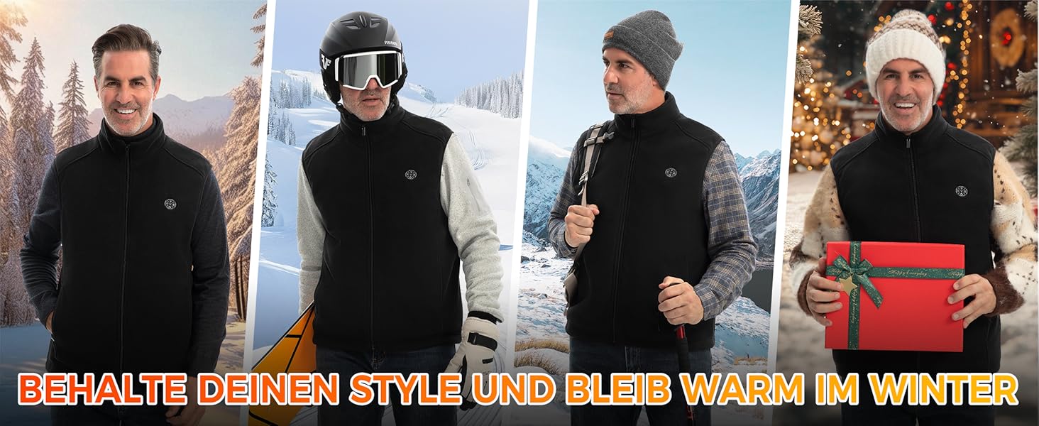 Обогреваемый жилет для мужчин из флиса с Powerbank, 15 зон обігріву, легкий, дихаючий, теплий жилет, чорний