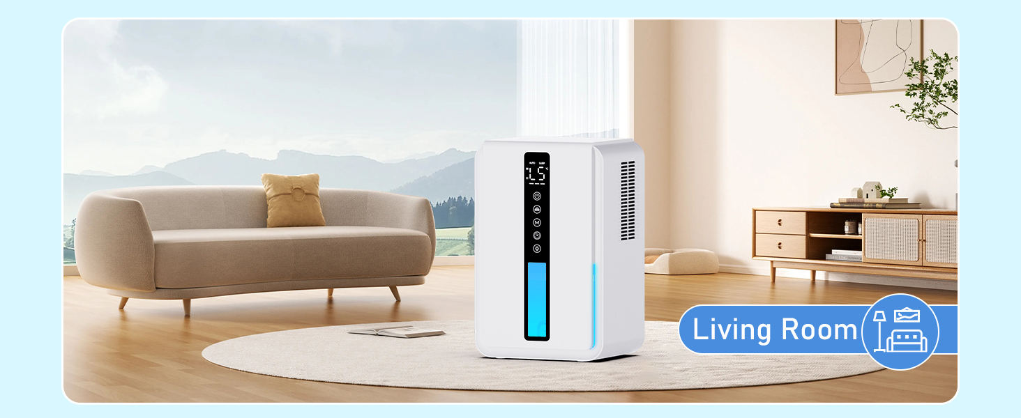 Електричний осушувач повітря 2500 мл з баком для води - Осушувач повітря електричний з трьома швидкостями + два режими, таймер 48H, авто-стоп & анти-заморожування, для спальні та ванної кімнати