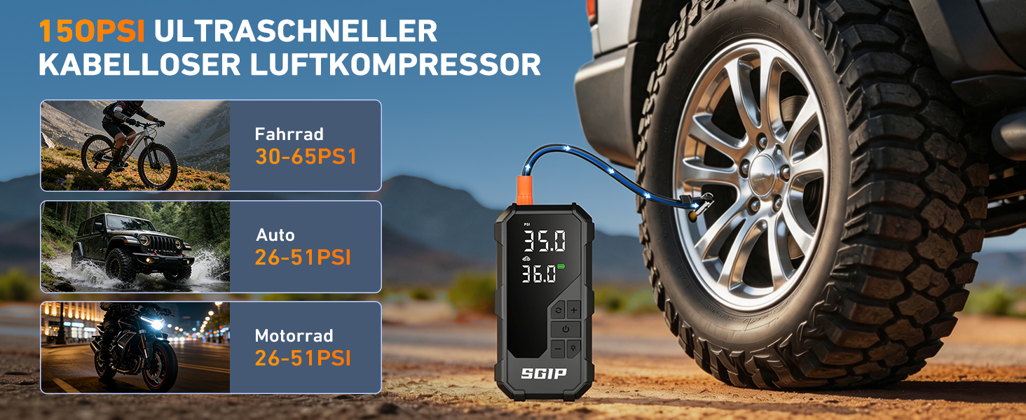 Пускозарядний пристрій для авто 7000A з компресором 150PSI, Powerbank 26800mAh для бензину (до 9л) та дизеля (до 8л), LED-ліхтар