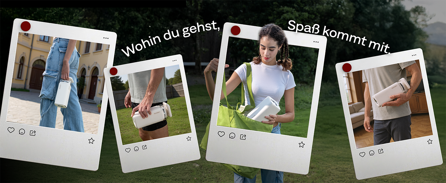 Smart проєктор Aurzen Boom Air Mini Beamer з Google TV та Netflix, 4K, USB-C, Dolby Audio, WiFi, Bluetooth, TOF автофокус, обертовий стійкий, кремовий