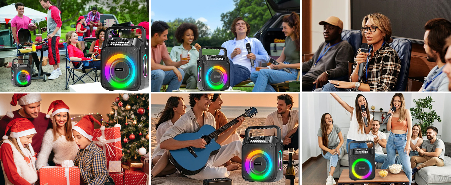 Караоке машина з Bluetooth, 2 мікрофонами, RGB-підсвічуванням та потужністю 30W