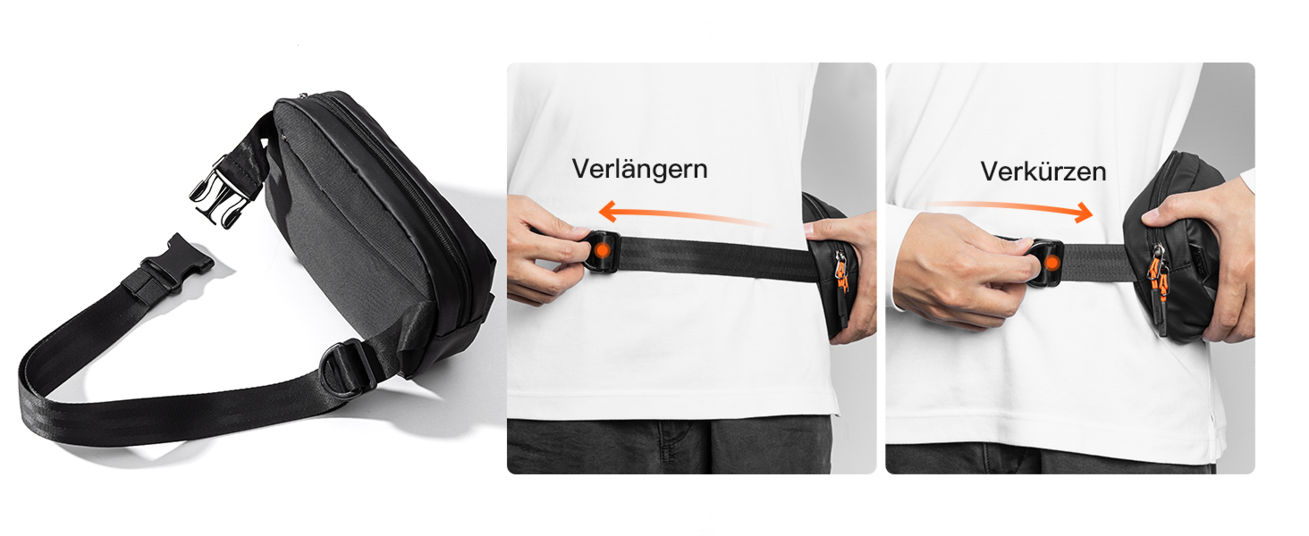 Сумка на пояс Inateck X-Mini, 1.5 літра, чорна, RFID захист, для подорожей, спорту, піших прогулянок (жіноча/чоловіча)