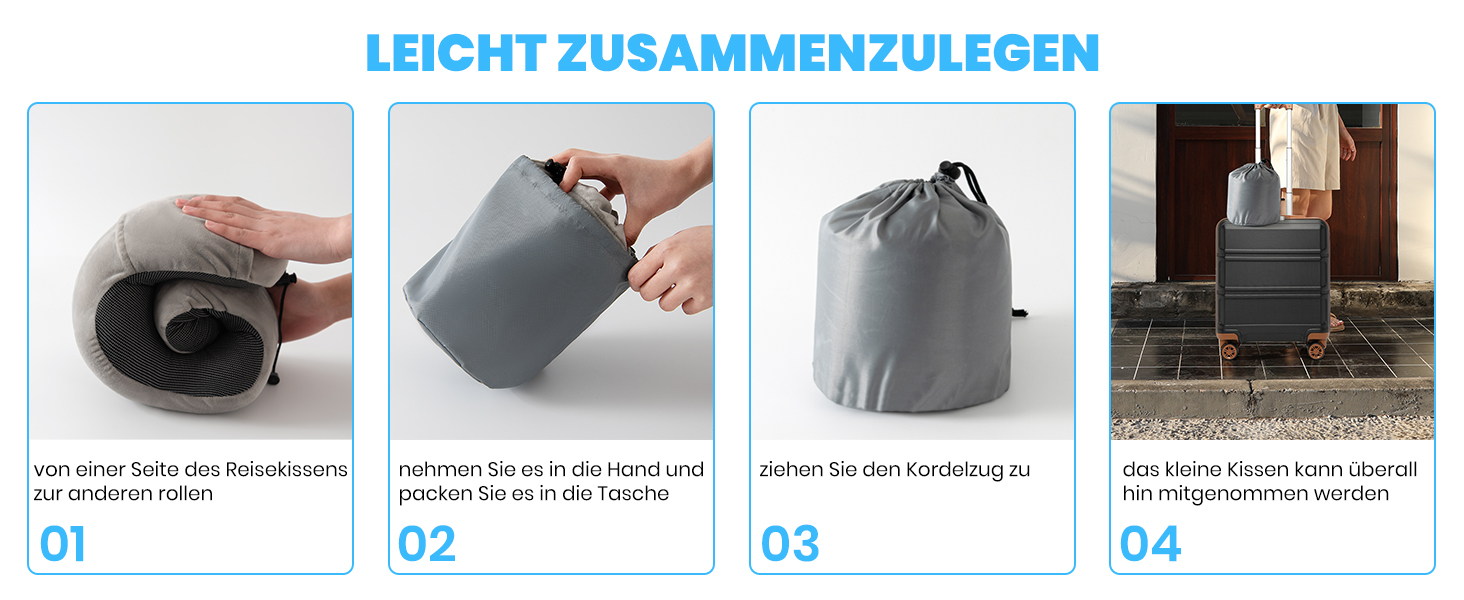 Подушка для шиї Good Nite для подорожей, авто та дому. Ергономічна подушка з Memory Foam, регульована, сірого кольору.