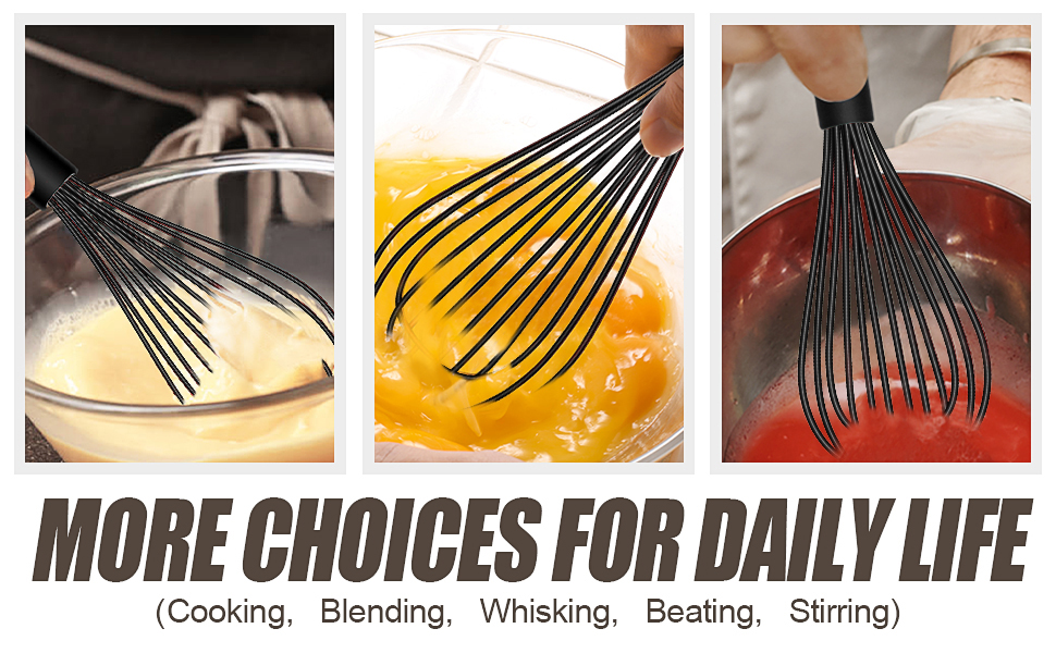 Віночок кухонний Walfos силіконовий (21 см + 23 см + 28 см) чорний - для збивання та перемішування