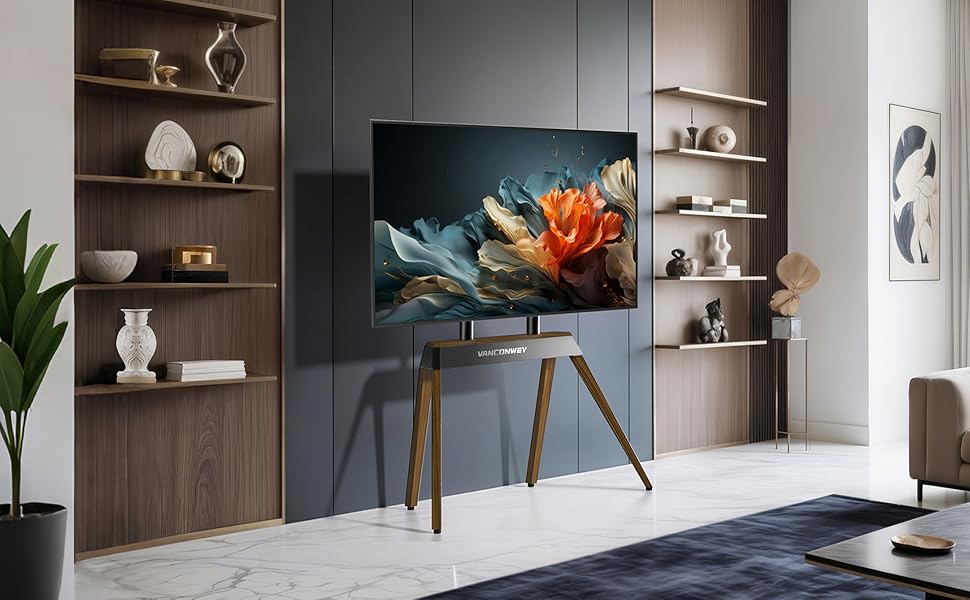Підставка для телевізора Vanconwey Boden TV Ständer для LED/LCD екранів 40-86 дюймів, дерев'яно-металева, до 110lbs, VESA 600x400mm, горіх (VC-Z1818)