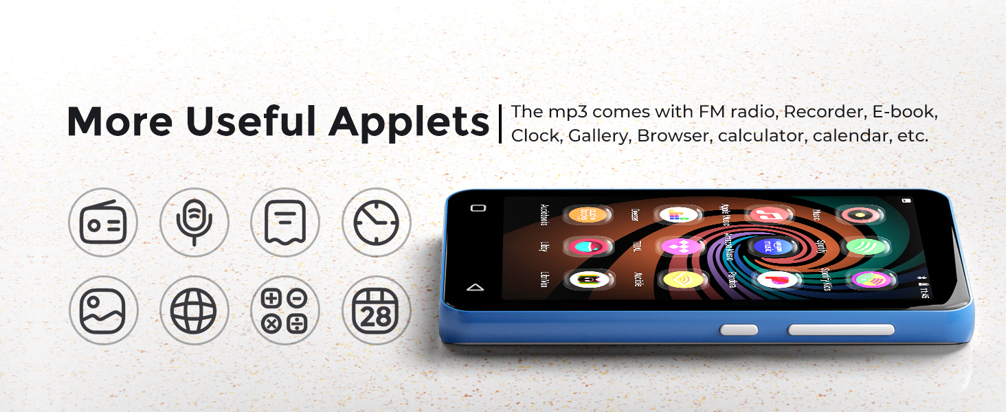 MP3 плеєр 160GB з Bluetooth та WiFi, Android плеєр для дітей з сенсорним екраном 4