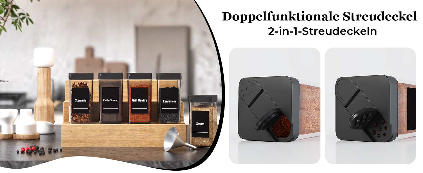 Набір баночок для спецій кутовий 12 шт. 120 мл з кришкою, чорний. Органайзер для спецій, баночки для приправ з дозатором, 36 етикеток