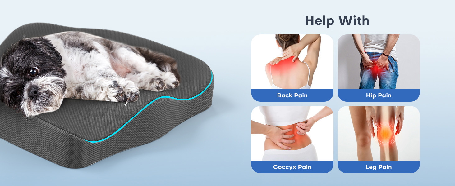 Ортопедична подушка для сидіння Feagar з Memory Foam, ергономічна подушка для офісного крісла, візка, автокрісла, для спини, чорна