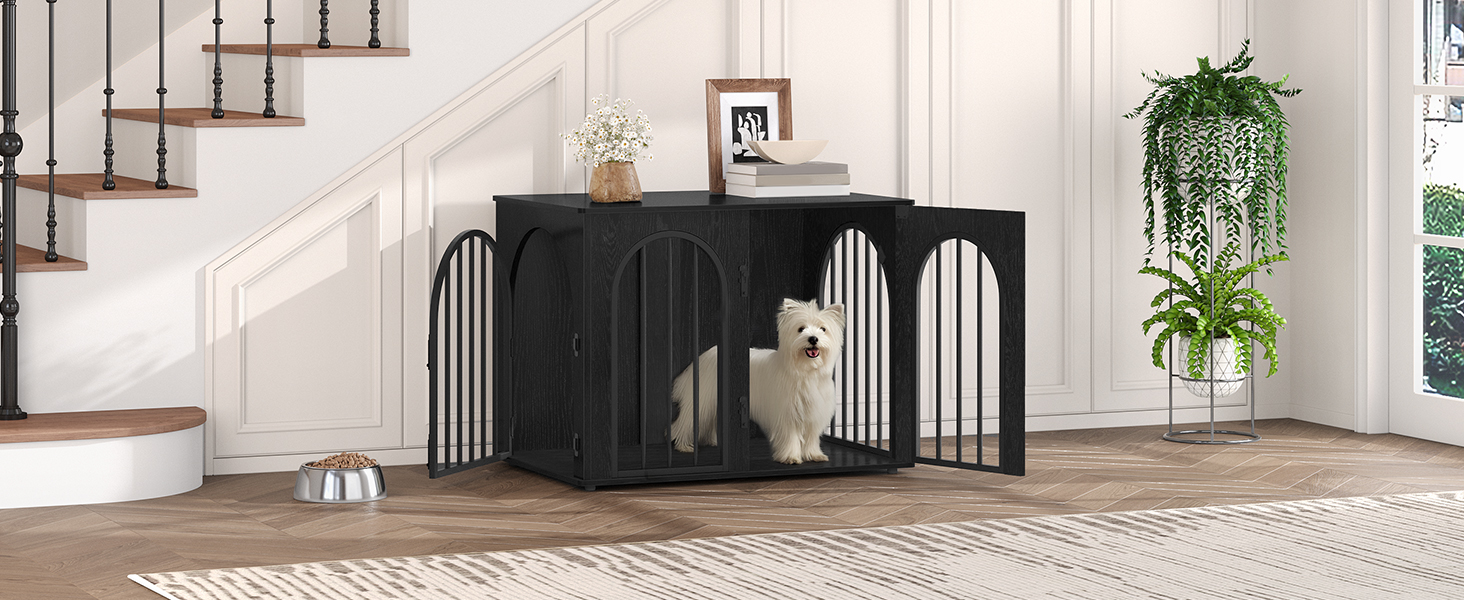 Клітка для собак Hzuaneri, 80 см, 3 двері, сучасний дизайн, чорний колір, для дому, міцна, 80 x 56 x 61 см, DFC85101B