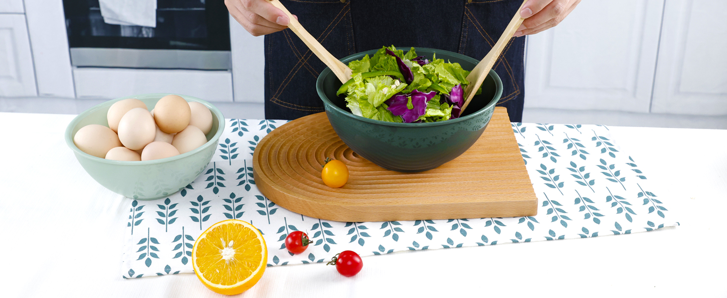 Набір міксерських чаш BoxedHome (12 шт.) з кришками, зелений. Зручні, багаторазові, неслизькі миски для салатів та змішування, з кришками, з пластику. Ідеально для кухні.