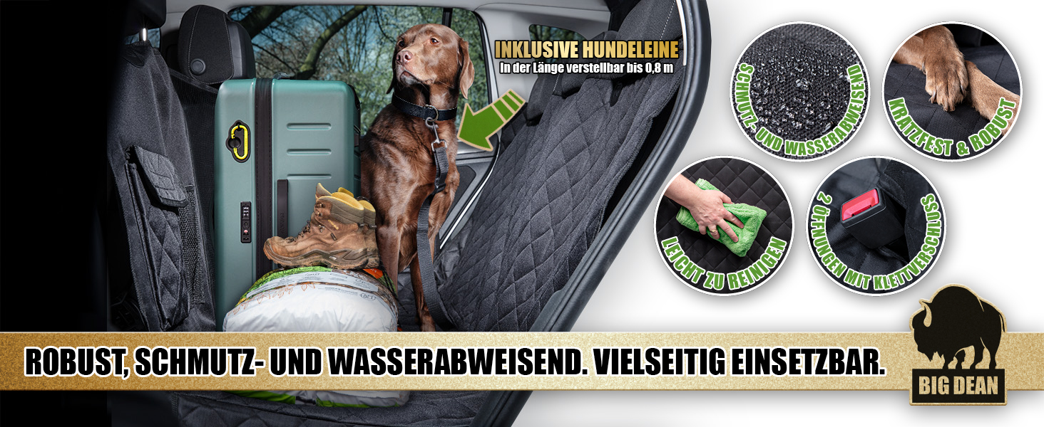 Захисна накидка на заднє сидіння автомобіля BigDean Premium - водовідштовхувальна, для собак, універсальна
