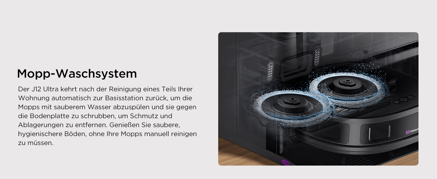 Робот-пилосос Eureka J12 Ultra з функцією миття підлоги (автоматичне очищення, прання та сушка), потужність всмоктування 5000Pa, обертова функція миття, Dual-LiDAR навігація, 3D уникнення перешкод, чорний