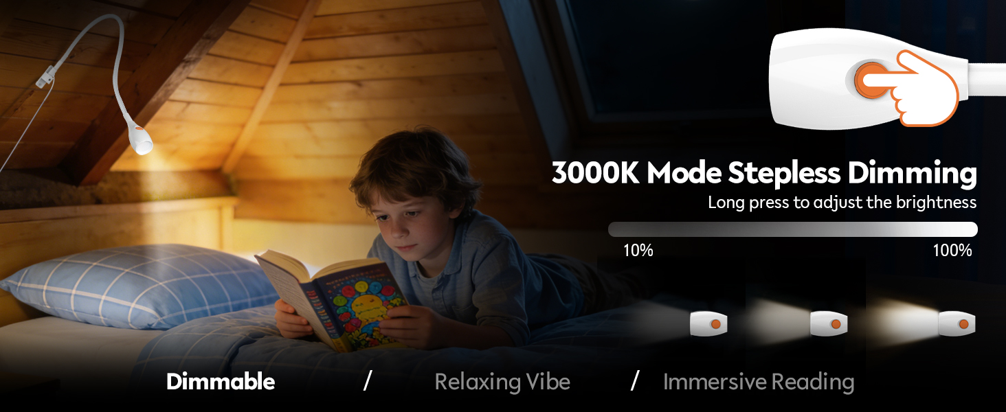 Світлодіодна настільна лампа Acegoo для читання з гнучким регульованим кронштейном (білий). Лампа для ліжка, настінна, диммована, 3000K, поворотна головка для спальні та книг.