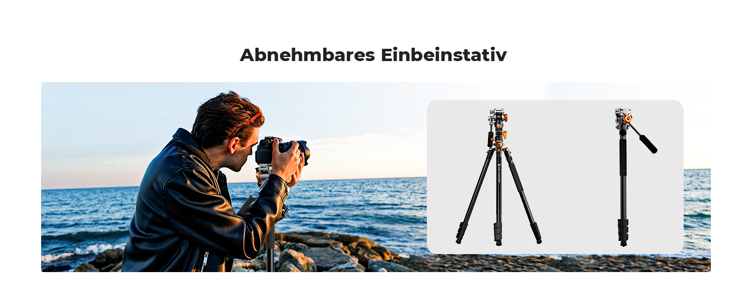 Штатив для камери K&F Concept T254A7+BH-28L, 231 см, професійний, з рідинною головкою