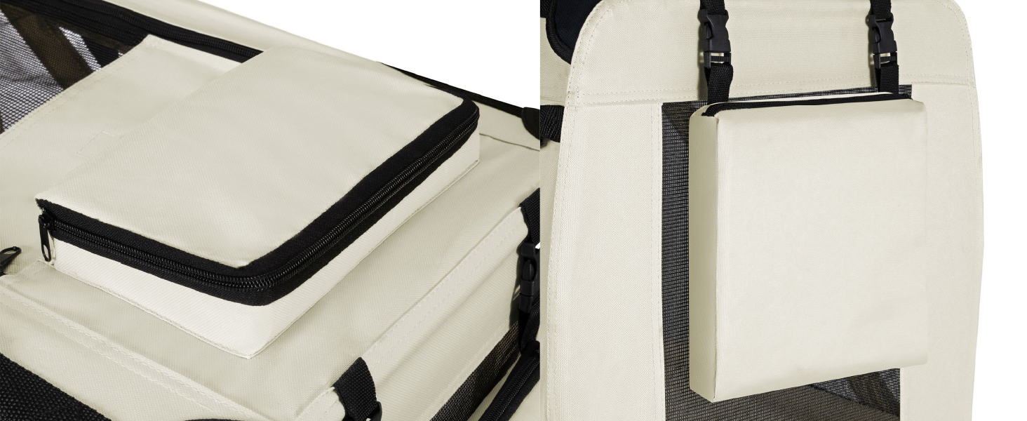 Juskys Foldable Dog Carrier Box - Portable Travel Cage for Dogs, Cats & Pets - Oxford Fabric, Includes Blanket, Bag & Handles - 34x50x36 cm