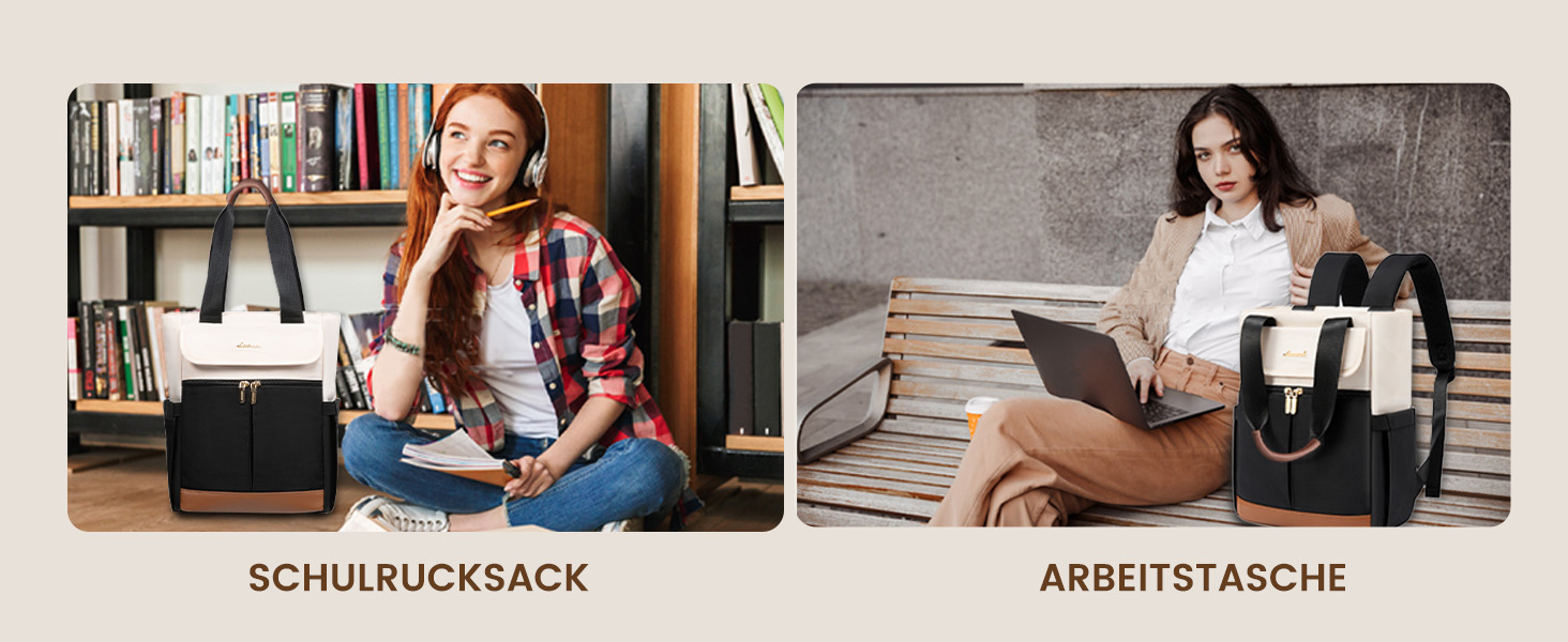 LOVEVOOK Рюкзак для жінок, великий, 15.6 дюймів, рюкзак для ноутбука, шкільний рюкзак для підлітків, водонепроникний, сумка для роботи, сумка-тоут 2 в 1, сумка для вчителя, рюкзак для подорожей, університету, бізнесу, бежевий хакі