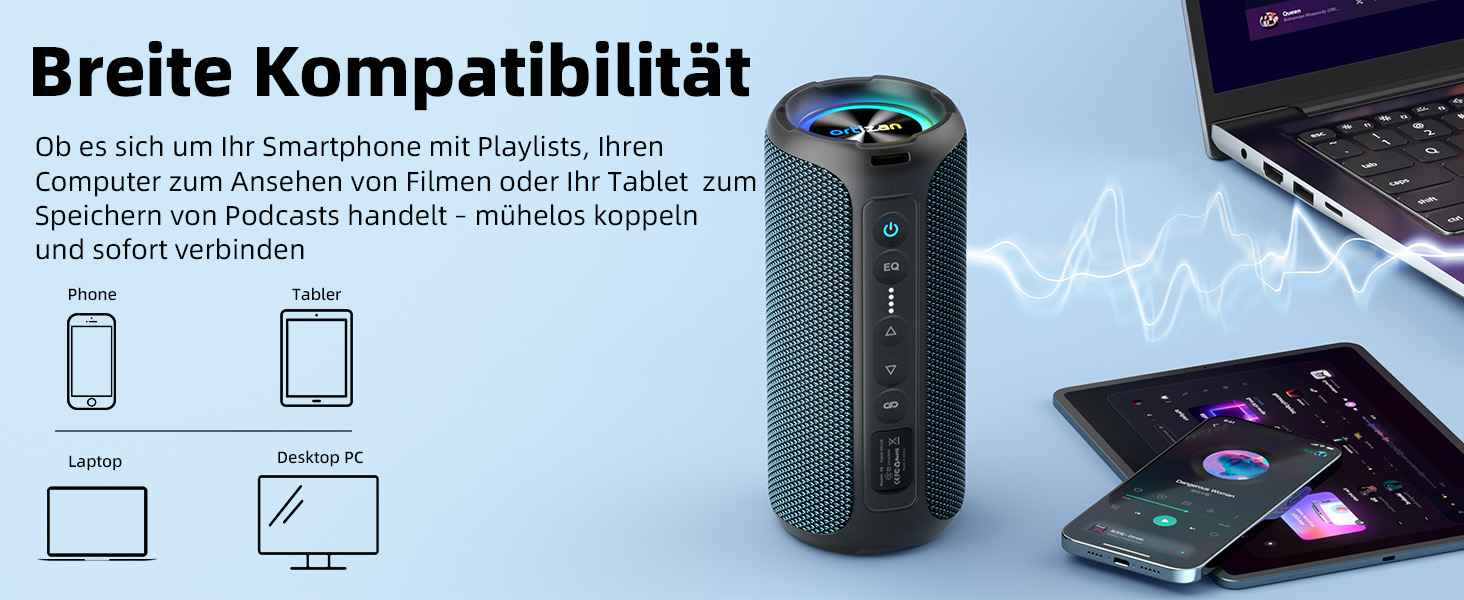 Ortizan X8Pro 40W Bluetooth колонка з мікрофоном, RGB підсвічуванням, водонепроникна IPX7, 30 годин програвання - Navy