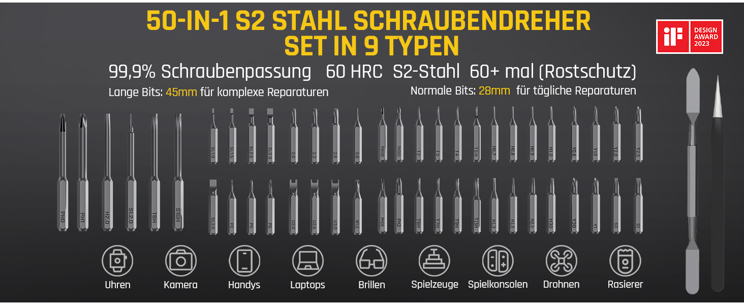 Fanttik E1 MAX: Набір прецизійних викруток 50 в 1 з акумулятором, 2 швидкості, для ремонту iPhone, ноутбуків, окулярів