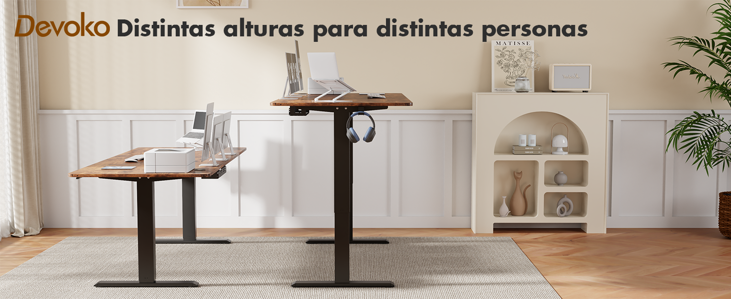 Devoko Electric Height Adjustable Standing Desk - Ergonomic Sit-Stand Computer Desk with Memory Function (White, 120 x 60 cm)