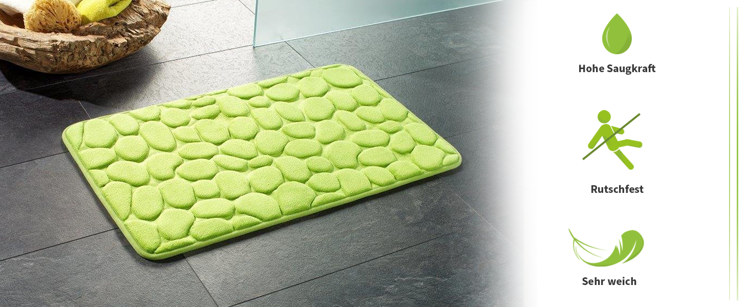 Memory Foam Bathroom Rug - Non-Slip Washable & Quick-Drying Bath Mat - 50x80 cm Black