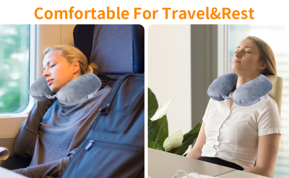 Подушка для шиї, 100% Memory Foam, U-подібна форма, сіра. Для подорожей, авто, дому, офісу.