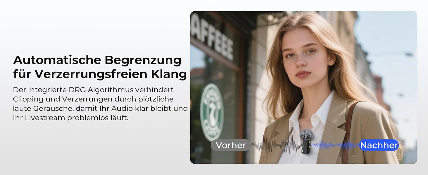 Мікрофон FULAIM X6S: Бездротовий петличний мікрофон з AI шумозаглушенням для iPhone, камер, відео та Vlogging