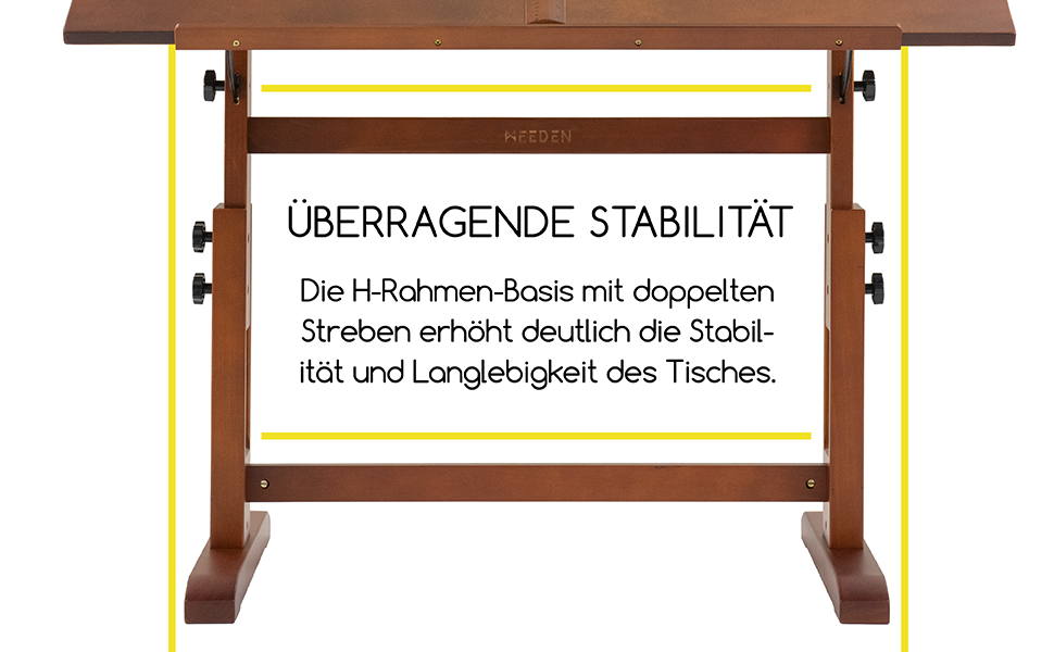 MEEDEN Large Walnut Wood Art Drawing Table - Adjustable Height Studio Desk for Painting, Writing & Reading (107 x 76cm)