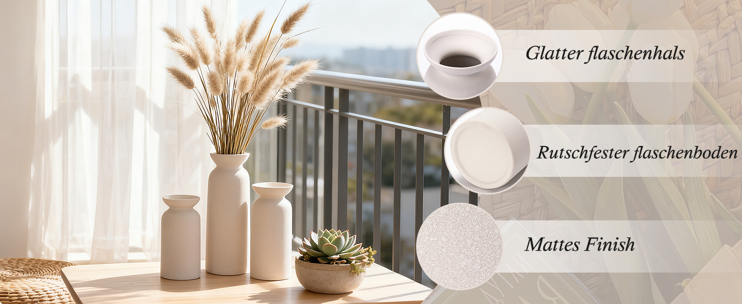 Керамічні вази 3 шт., сучасний мінімалізм, декор для дому, вази для пампасних трав, вітальня (12 білий)