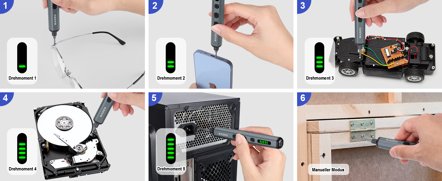 WADEO Міні набір викруток, 82 в 1, прецизійний, магнітний, з регулюванням крутного моменту, LED-підсвічування, для ремонту iPhone, телефонів, ноутбуків, окулярів, годинників